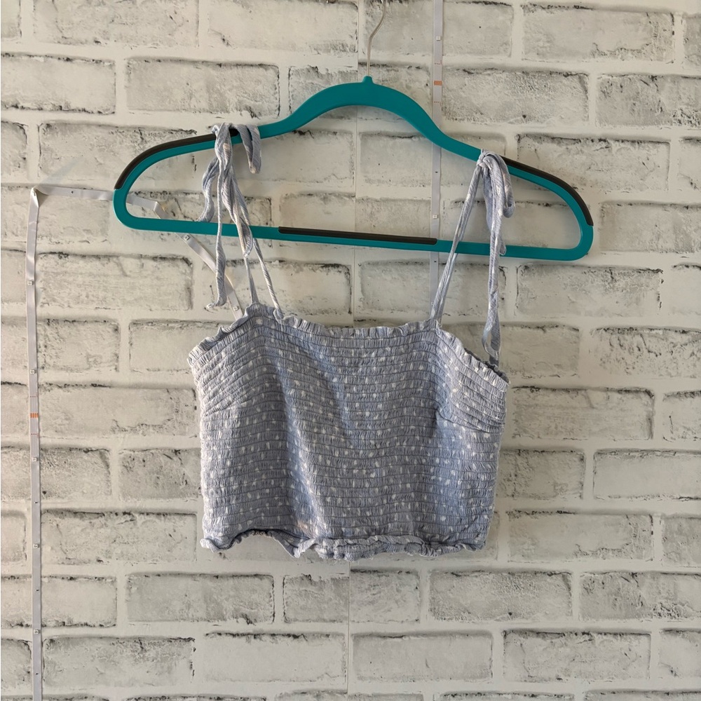 Light Blue Smocked Women's Top